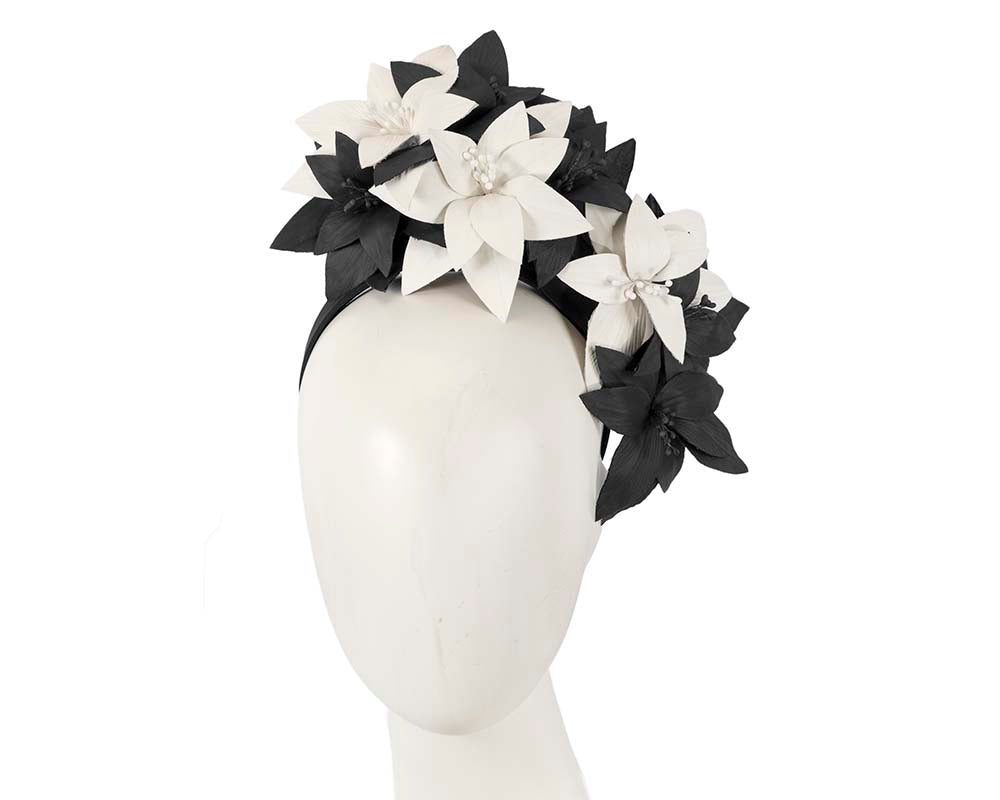 Black & Cream flower fascinator by Cupids Millinery